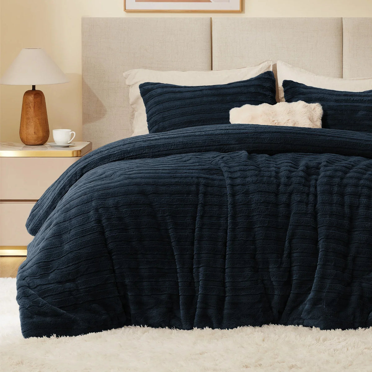 Luxe Flannel Fleece Comforter Set – Warm Faux Fur Bedding