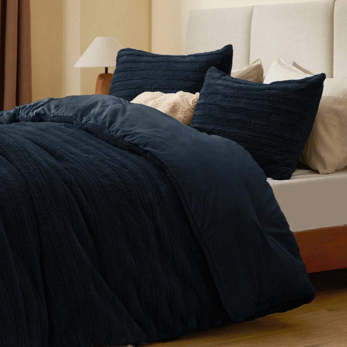Luxe Flannel Fleece Comforter Set – Warm Faux Fur Bedding