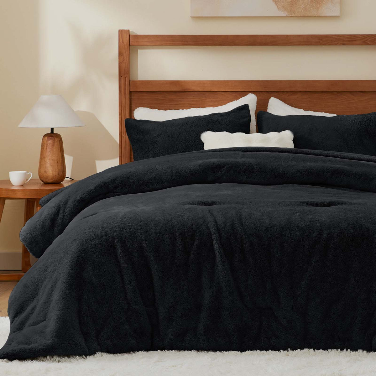 Luxe Flannel Faux Fur Comforter Set – Thick Winter Bedding