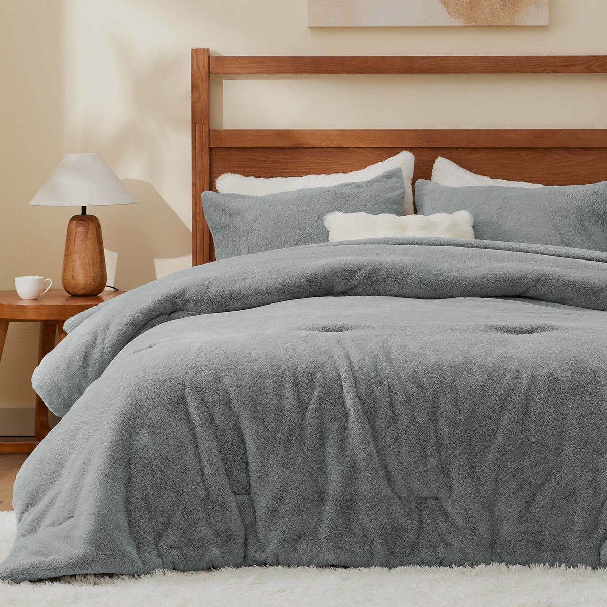 Luxe Flannel Faux Fur Comforter Set – Thick Winter Bedding