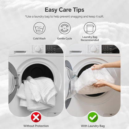 Crisp Percale Cotton Muslin Throw Blanket – 4-Layer Breathable Gauze