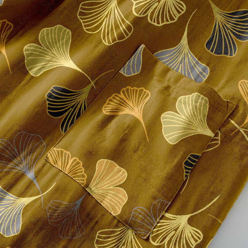 Ginkgo Biloba Cotton Gauze Kimono Robe