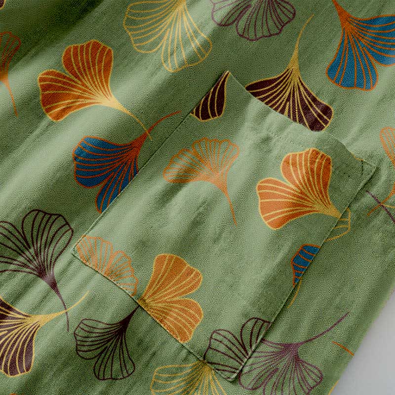Ginkgo Biloba Cotton Gauze Kimono Robe