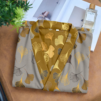 Ginkgo Biloba Cotton Gauze Kimono Robe