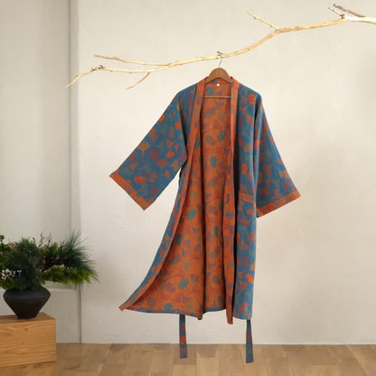 Ginkgo Biloba Cotton Gauze Kimono Robe