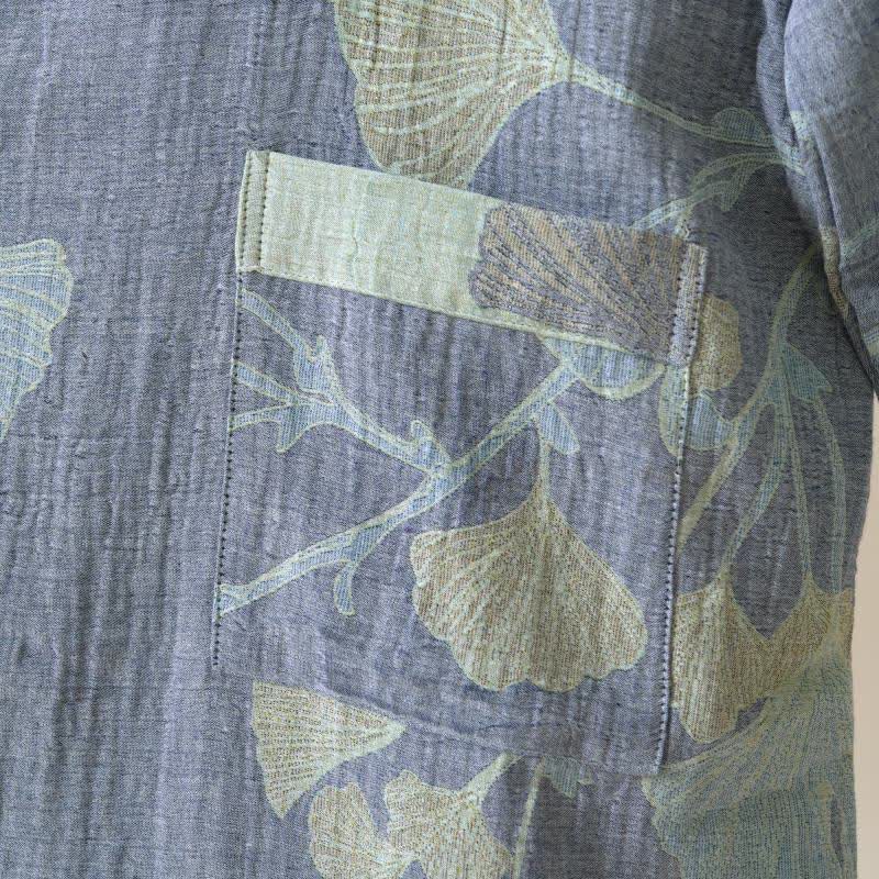 Ginkgo Leaf Organic Cotton Kimono Robe