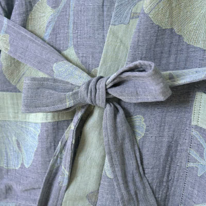Ginkgo Leaf Organic Cotton Kimono Robe