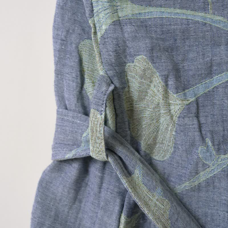 Ginkgo Leaf Organic Cotton Kimono Robe