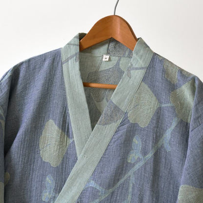 Ginkgo Leaf Organic Cotton Kimono Robe