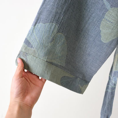 Ginkgo Leaf Organic Cotton Kimono Robe