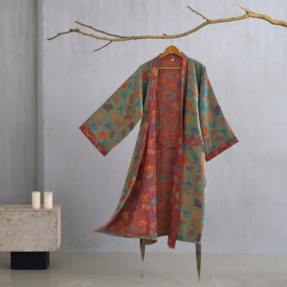 Ginkgo Biloba Cotton Gauze Kimono Robe