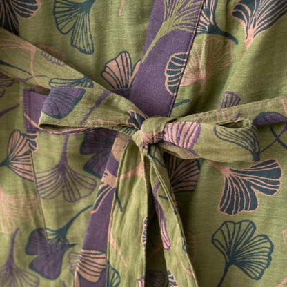 Ginkgo Biloba Cotton Gauze Kimono Robe