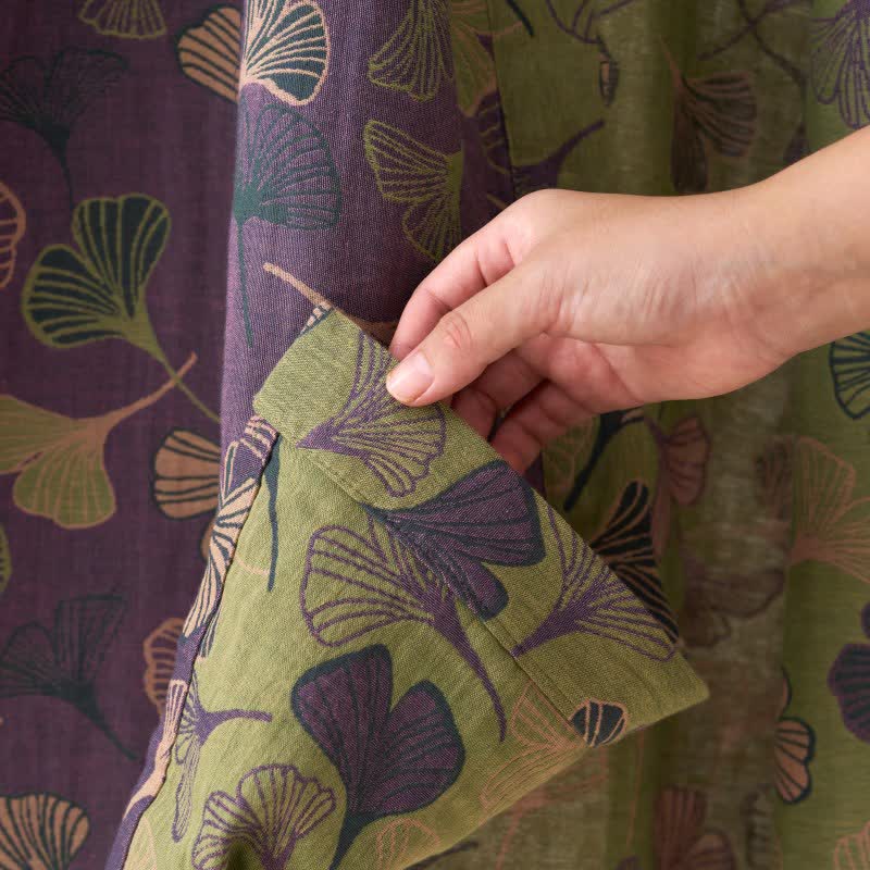 Ginkgo Biloba Cotton Gauze Kimono Robe