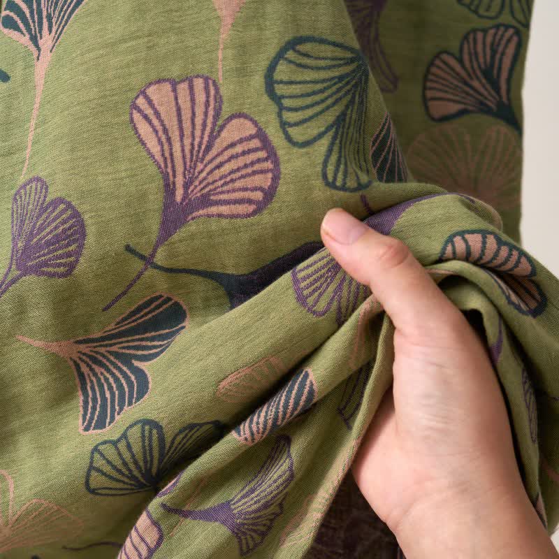 Ginkgo Biloba Cotton Gauze Kimono Robe