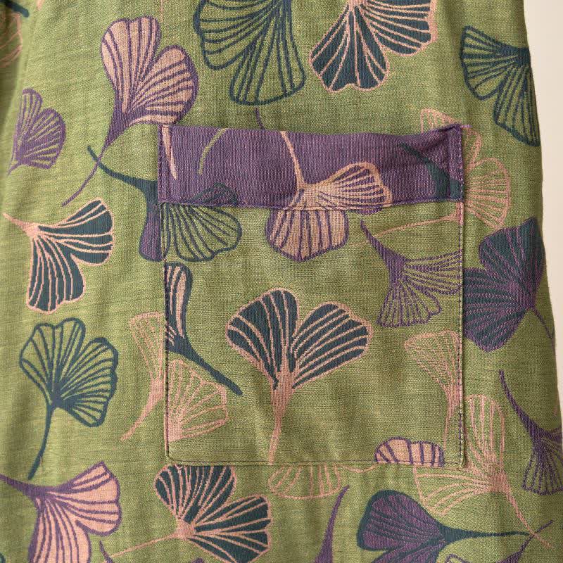 Ginkgo Biloba Cotton Gauze Kimono Robe