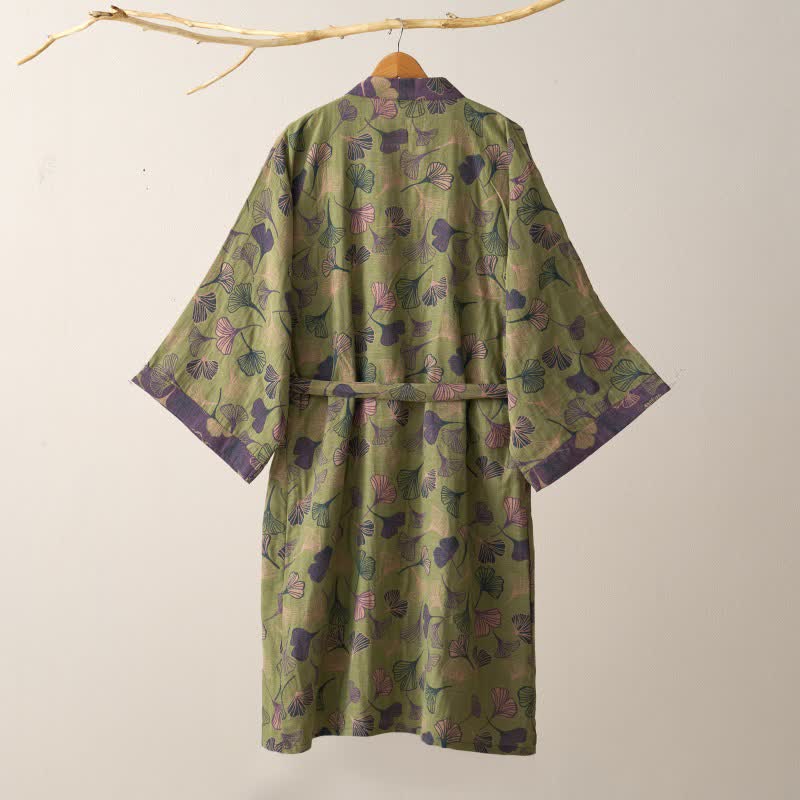 Ginkgo Biloba Cotton Gauze Kimono Robe