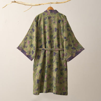 Ginkgo Biloba Cotton Gauze Kimono Robe