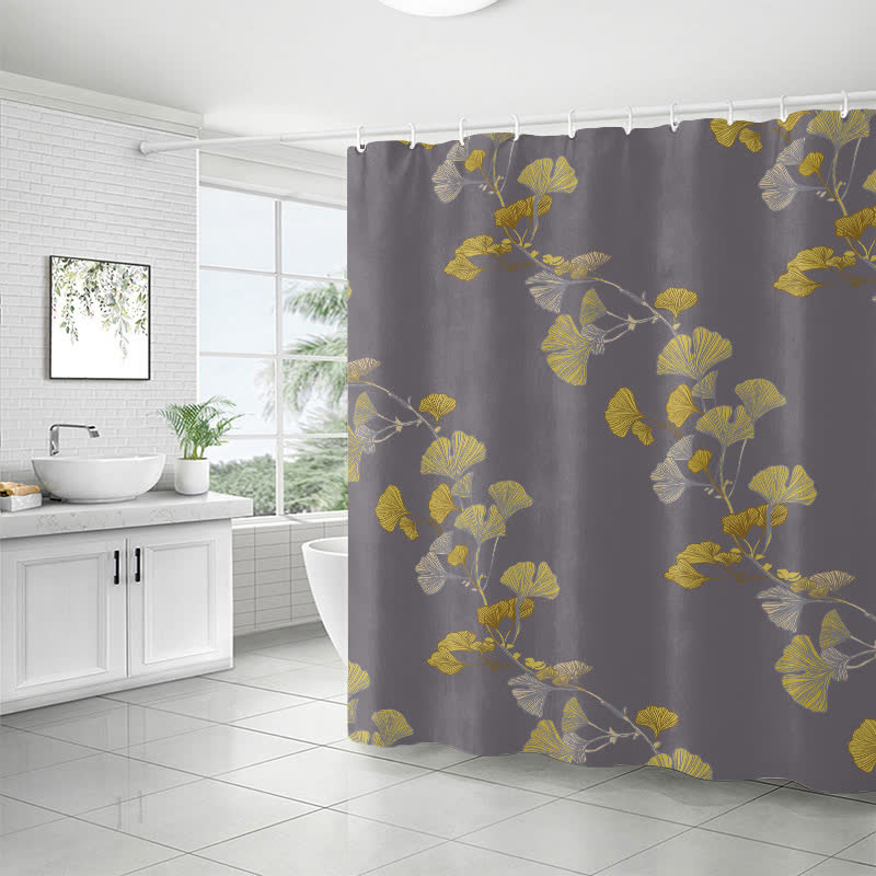 Ginkgo Leaf Print Shower Curtain
