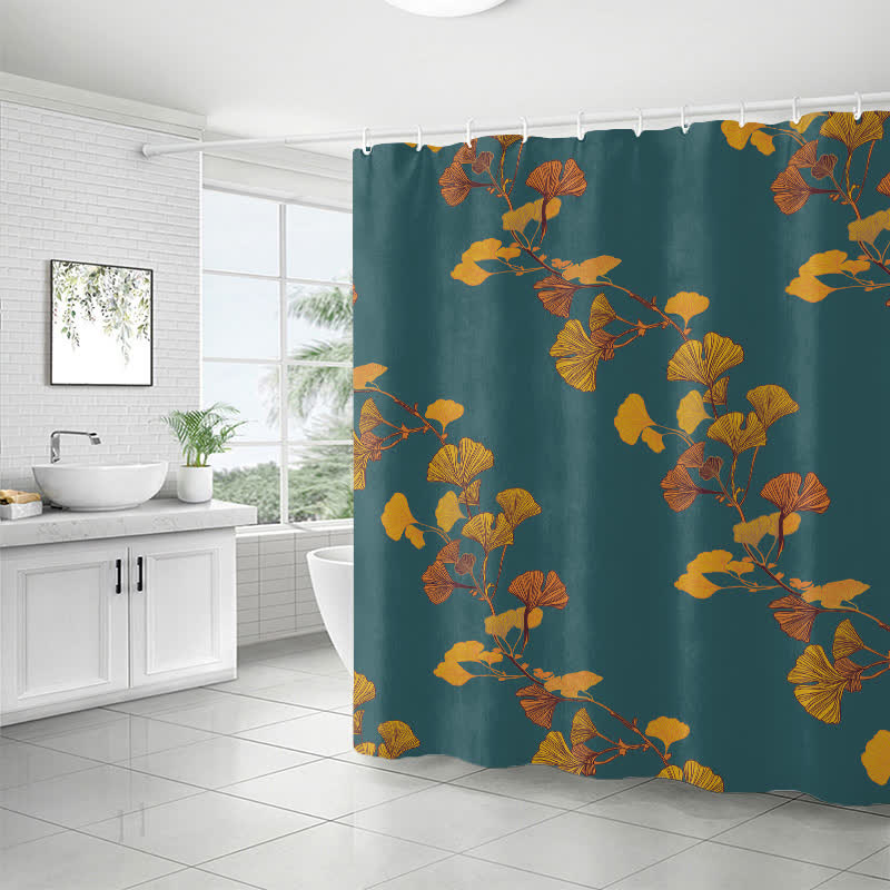 Ginkgo Leaf Print Shower Curtain
