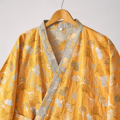 Ginkgo Biloba Cotton Gauze Kimono Robe