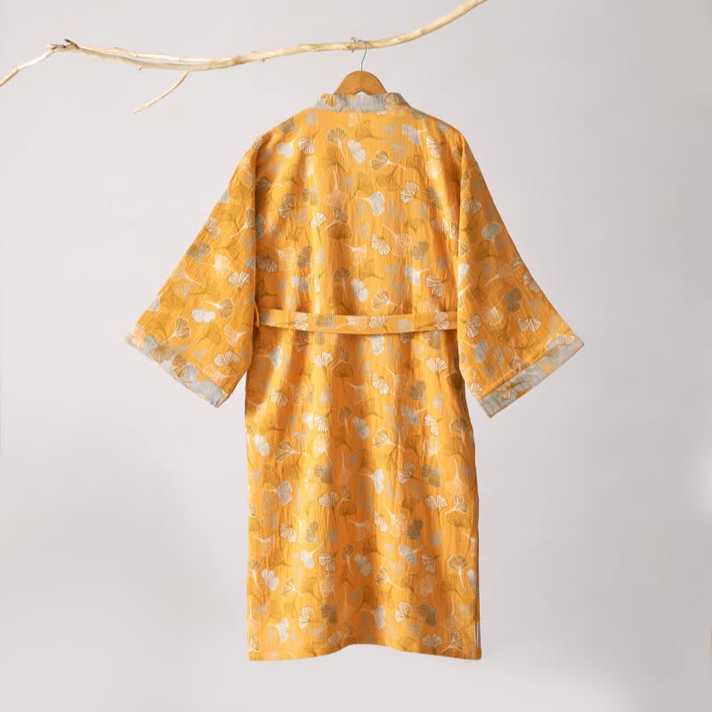 Ginkgo Biloba Cotton Gauze Kimono Robe
