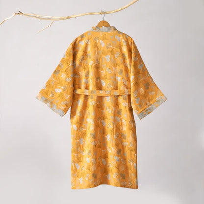 Ginkgo Biloba Cotton Gauze Kimono Robe
