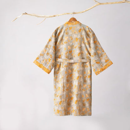 Ginkgo Biloba Cotton Gauze Kimono Robe