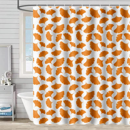 Orange Ginkgo Leaf Print Shower Curtain