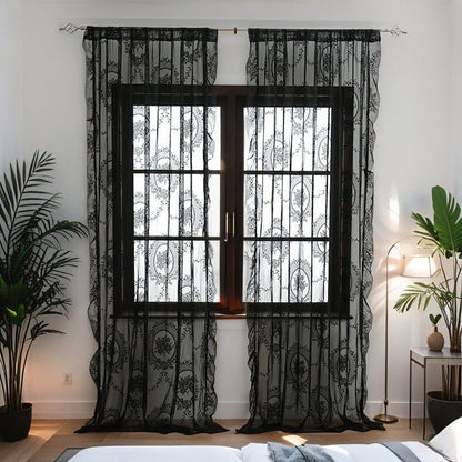 Cottage Lace Sheer Curtain with Ruffle Trim