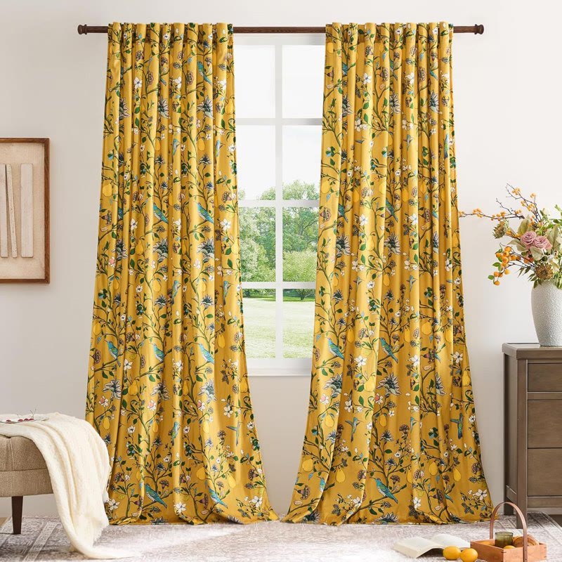 Vintage Country Bird & Floral Curtain