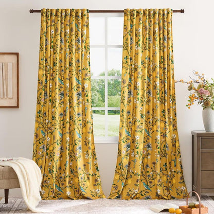 Vintage Country Bird & Floral Curtain