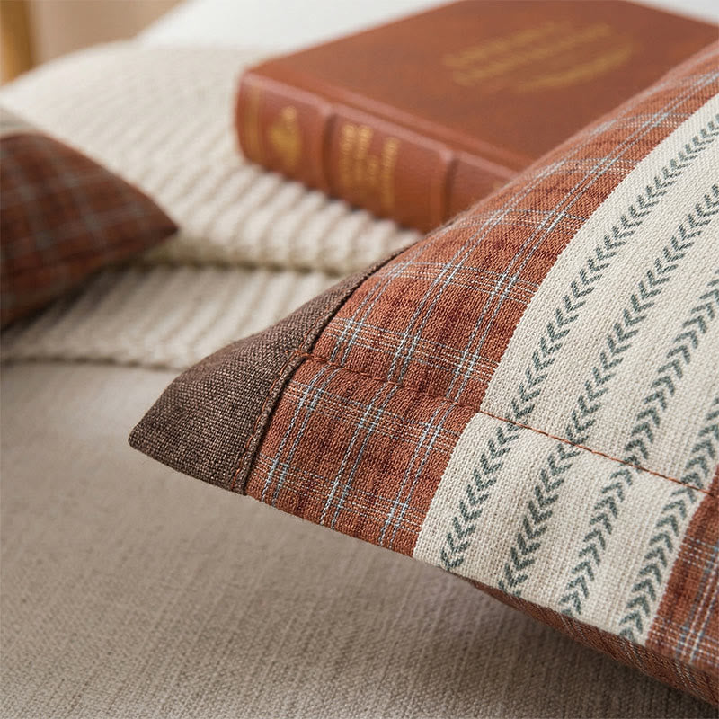 Plaid Stripe Cotton Button Pillowcases(2PCS)