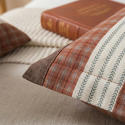 Plaid Stripe Cotton Button Pillowcases(2PCS)