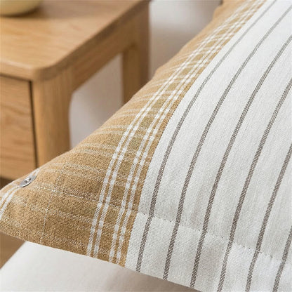 Plaid Stripe Cotton Button Pillowcases(2PCS)