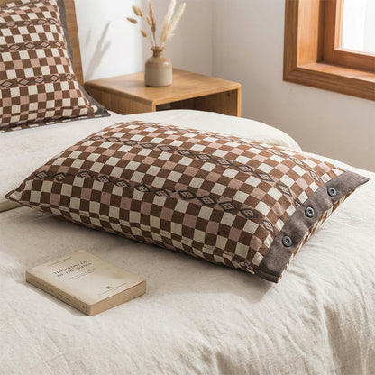 Checkerboard Cotton Gauze Pillowcases (2PCS)