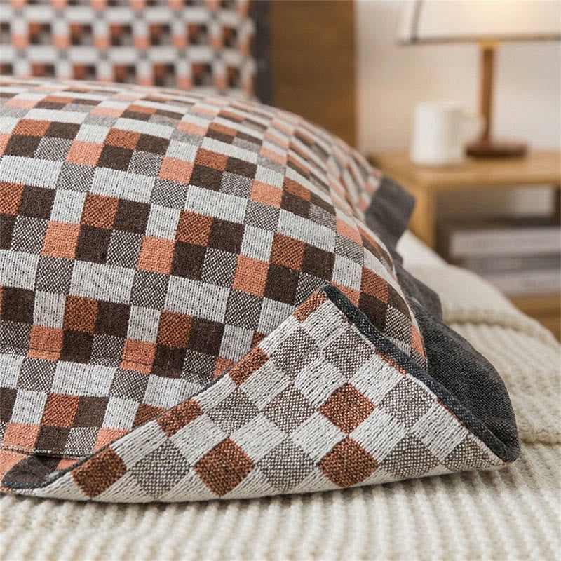 Grid Button Pure Cotton Pillowcases (2PCS)