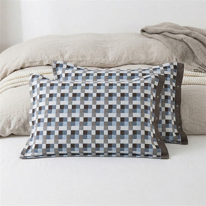 Grid Button Pure Cotton Pillowcases (2PCS)