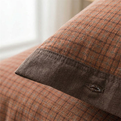 Mini Plaid Button Cotton Pillowcases (2PCS)