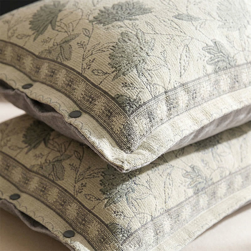 Floral Cotton Gauze Button Pillowcases (2PCS)