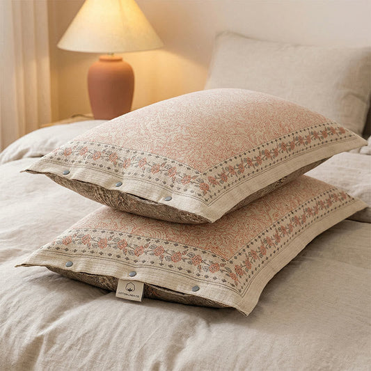 Vintage Rose Cotton Linen Pillowcases (2PCS)