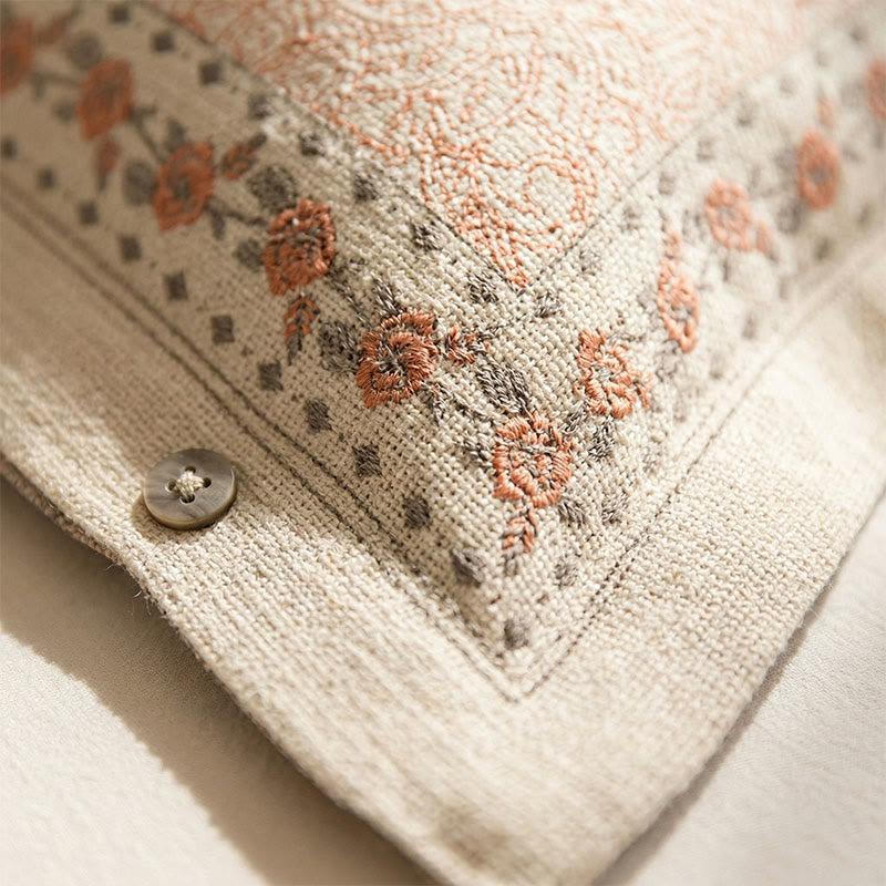 Vintage Rose Cotton Linen Pillowcases (2PCS)