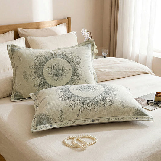 Grateful Floral Cotton Linen Pillowcases (2PCS)