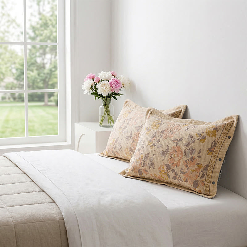 Floral Jacquard Cotton Linen Pillowcases (2PCS)
