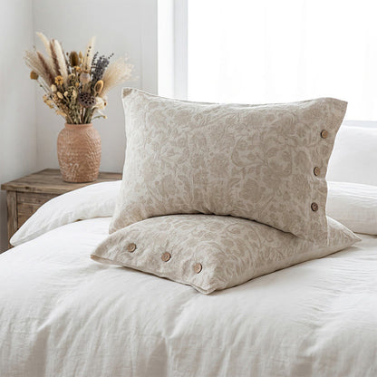Floral Jacquard Button Pillowcases (2PCS)
