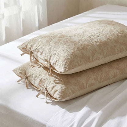 Floral Bow Tie Cotton Linen Pillowcases (2PCS)