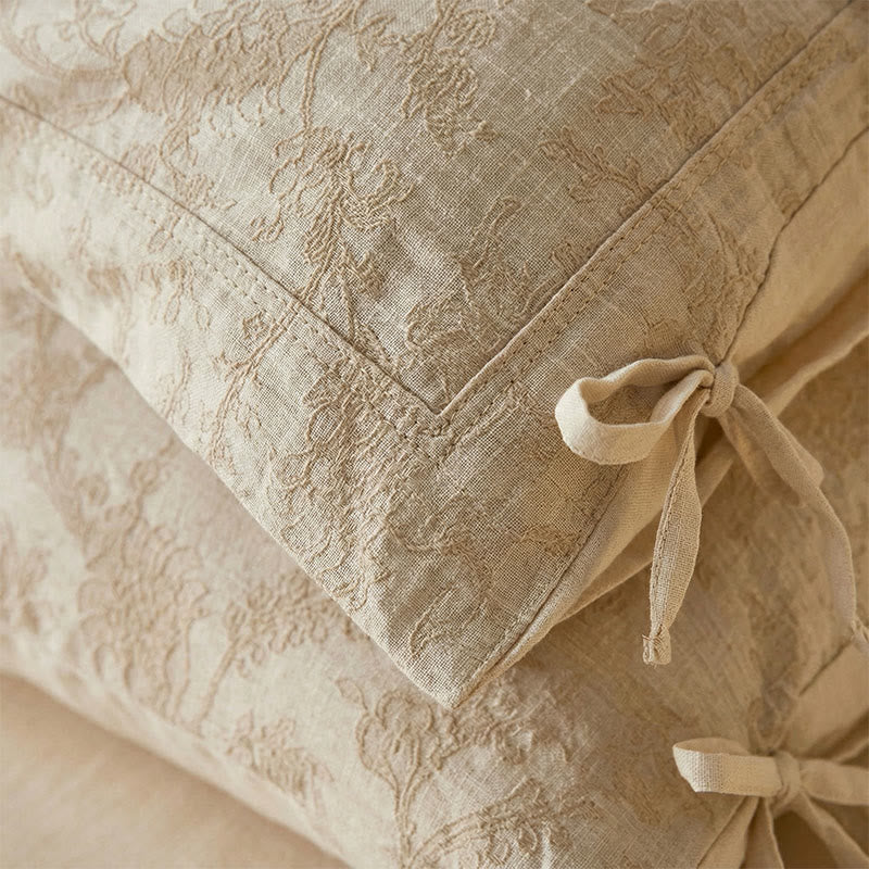 Floral Bow Tie Cotton Linen Pillowcases (2PCS)