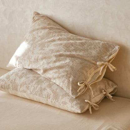 Floral Bow Tie Cotton Linen Pillowcases (2PCS)