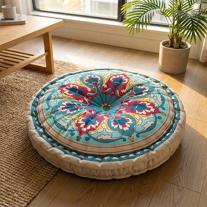 Mandala Bohemian Snow Lotus Throw Pillow
