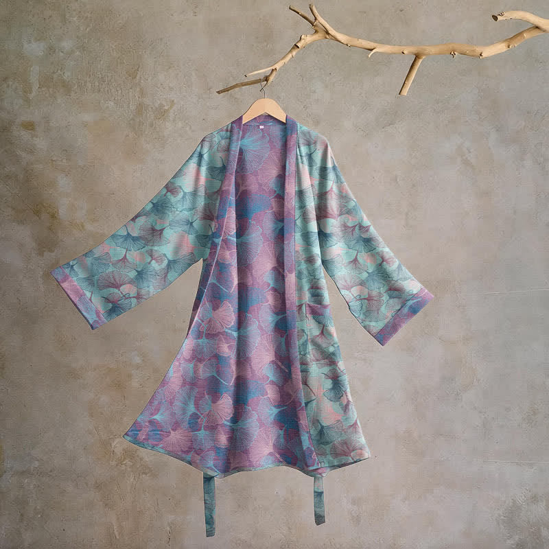 Dreamy Ginkgo Leaf Cotton Kimono Robe