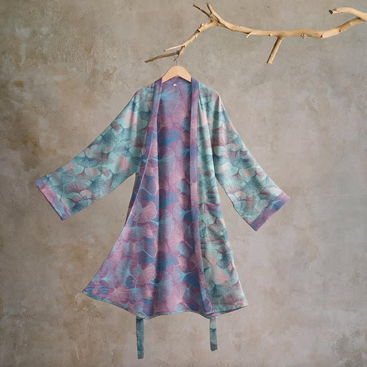 Dreamy Ginkgo Leaf Cotton Kimono Robe